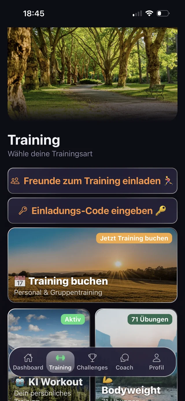 Training-Übersicht