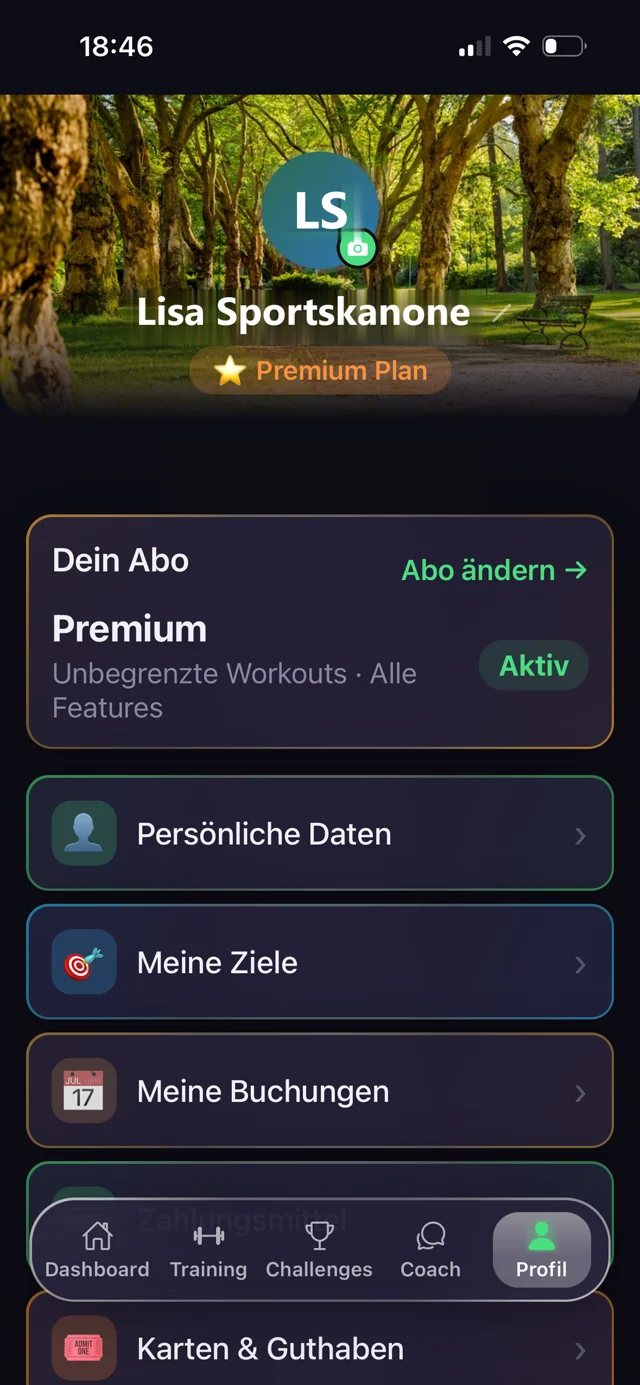 Profil mit Statistiken